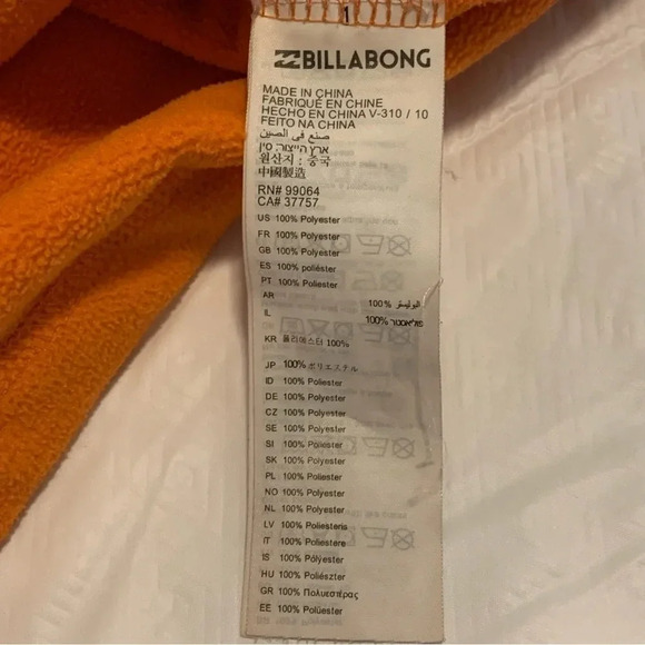 Billabong Adventure Pullover Fleece Sweater Jacket Blue Orange Color block M - Picture 8 of 9